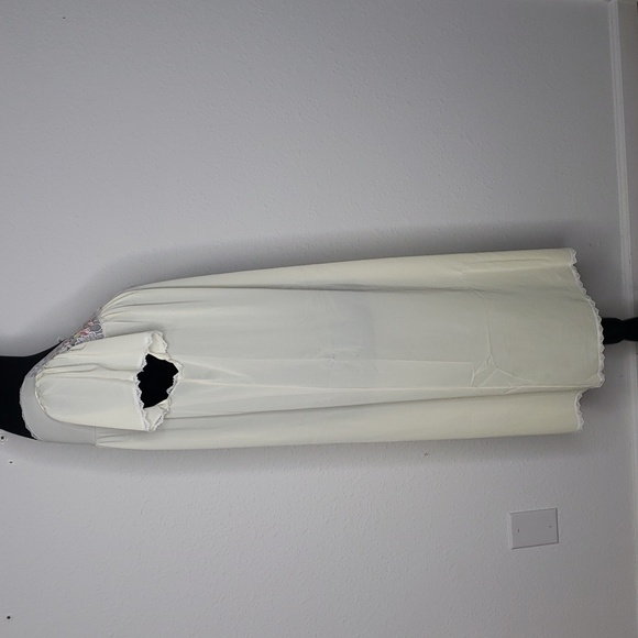 Vintage Shadowline Floral Embroidered Lacey Nylon Night Gown Dress Size M Yellow - Picture 4 of 14